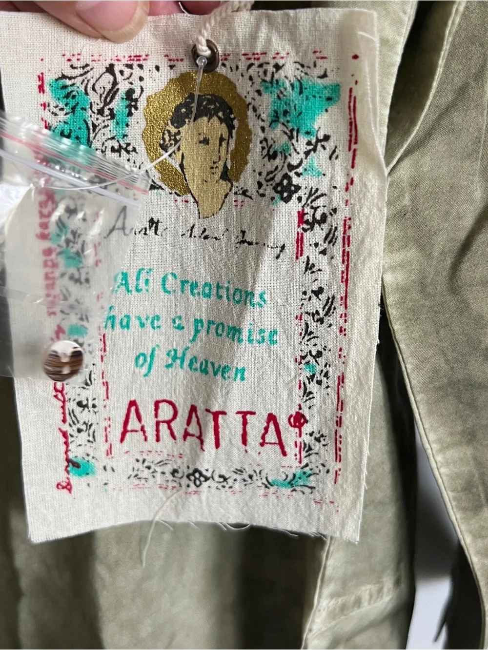 ARATTA Oversized Kate Shirt Embroidered Button Down Small Olive Distressed NWT - Picture 12 of 12